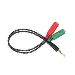 Adaptador Miniplug Mallado 3.5mm Macho a 2 Miniplug 3.5mm Hembra - foto 1