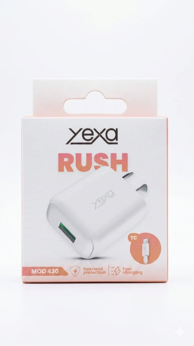 CARGADOR 220V 4.8A RUSH 1USB + CABLE V8 MODY-00FN – YEXA – BLANCO - foto 1
