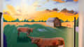 Abstract Farm Landscape Mural