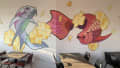 Lucky Chinese Restaurant Fish and Flowers Mural