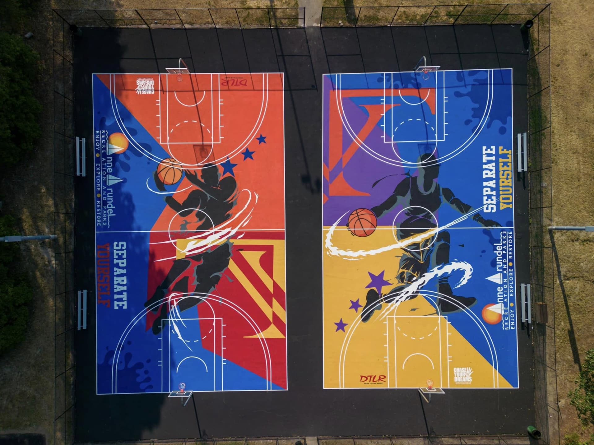 Separate Yourself Basketball Court Mural