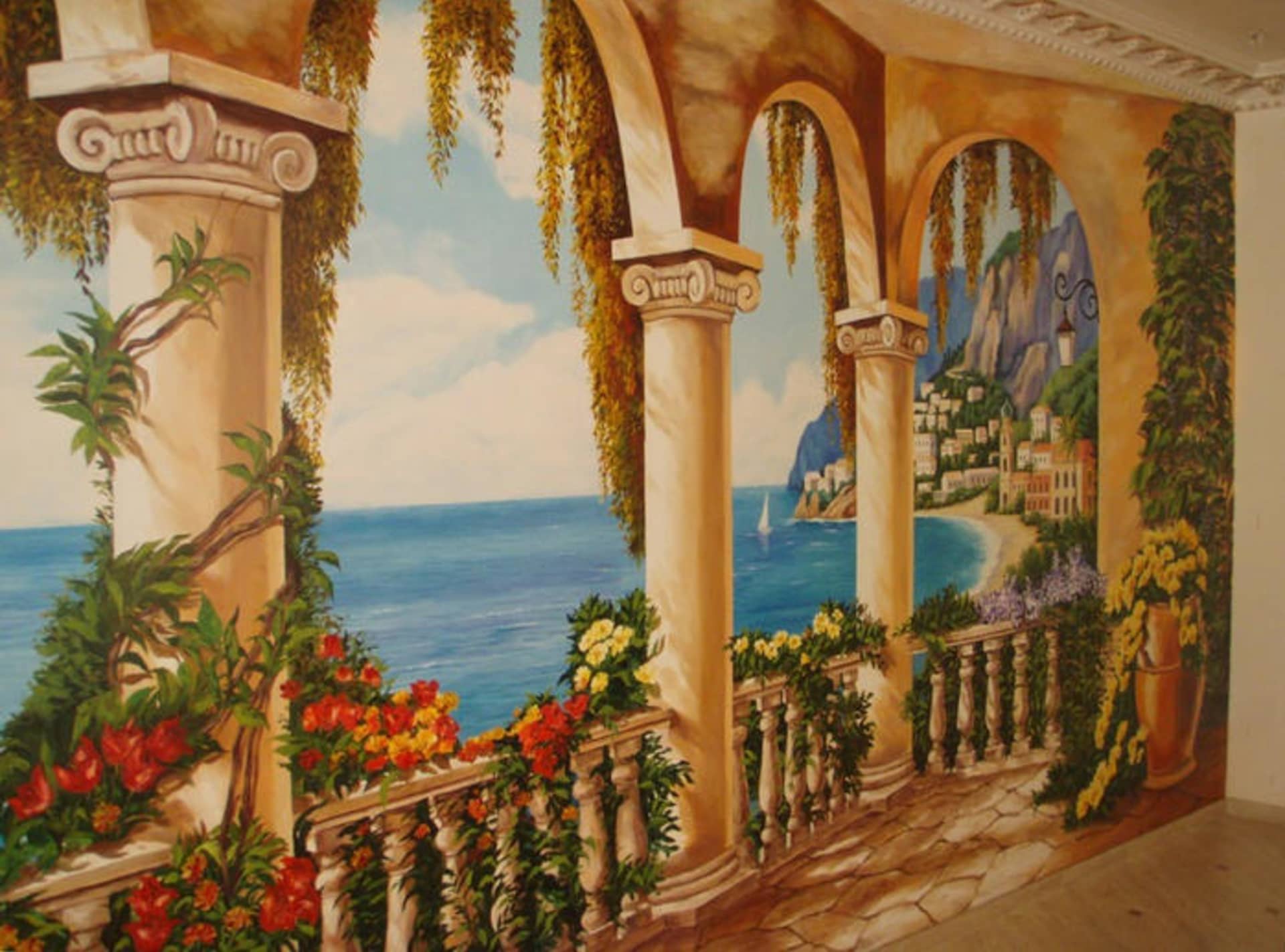 Seaside Reverie Through Arched Vistas
