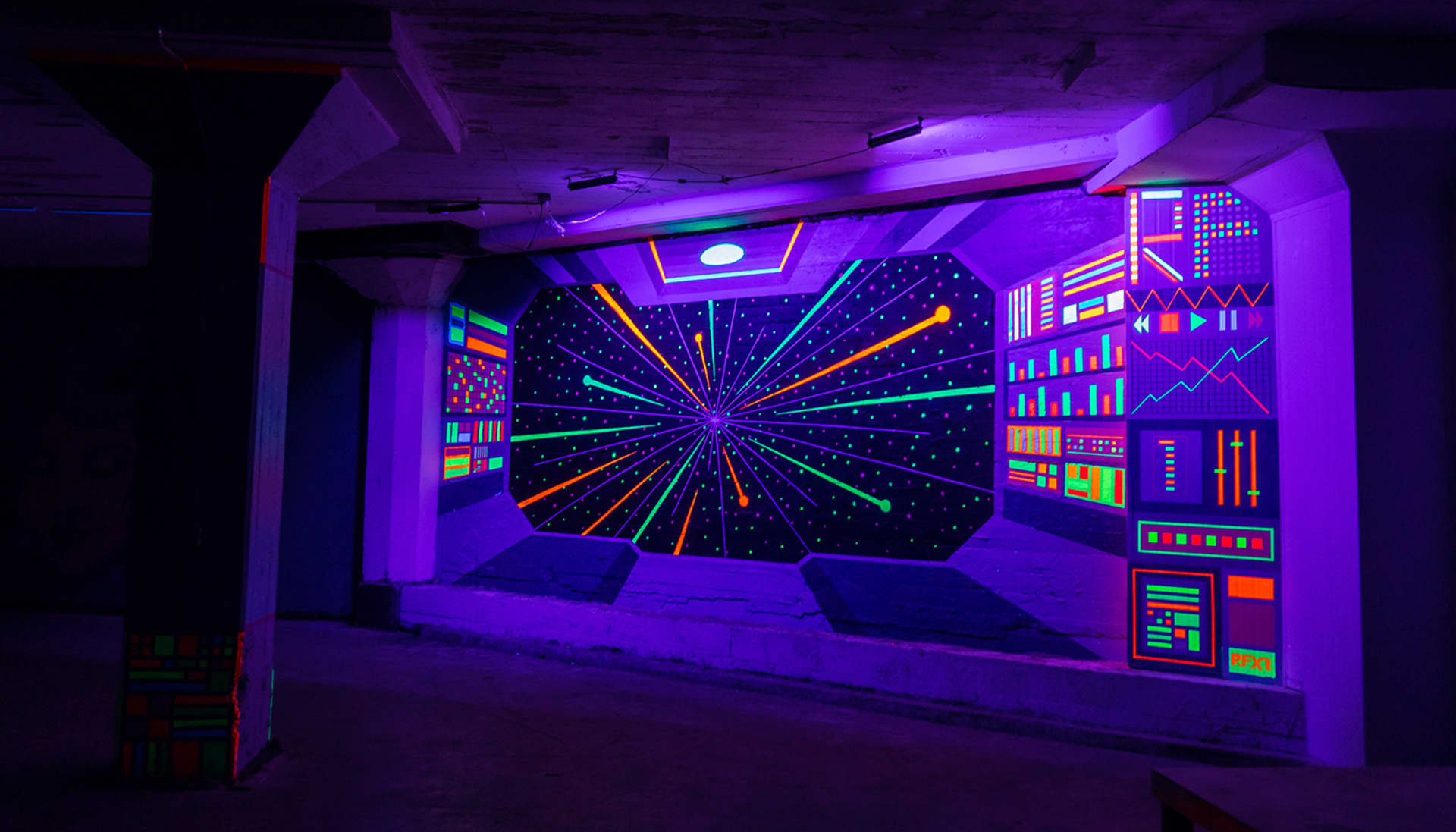 Cosmic Journey Through Neon Dimensions