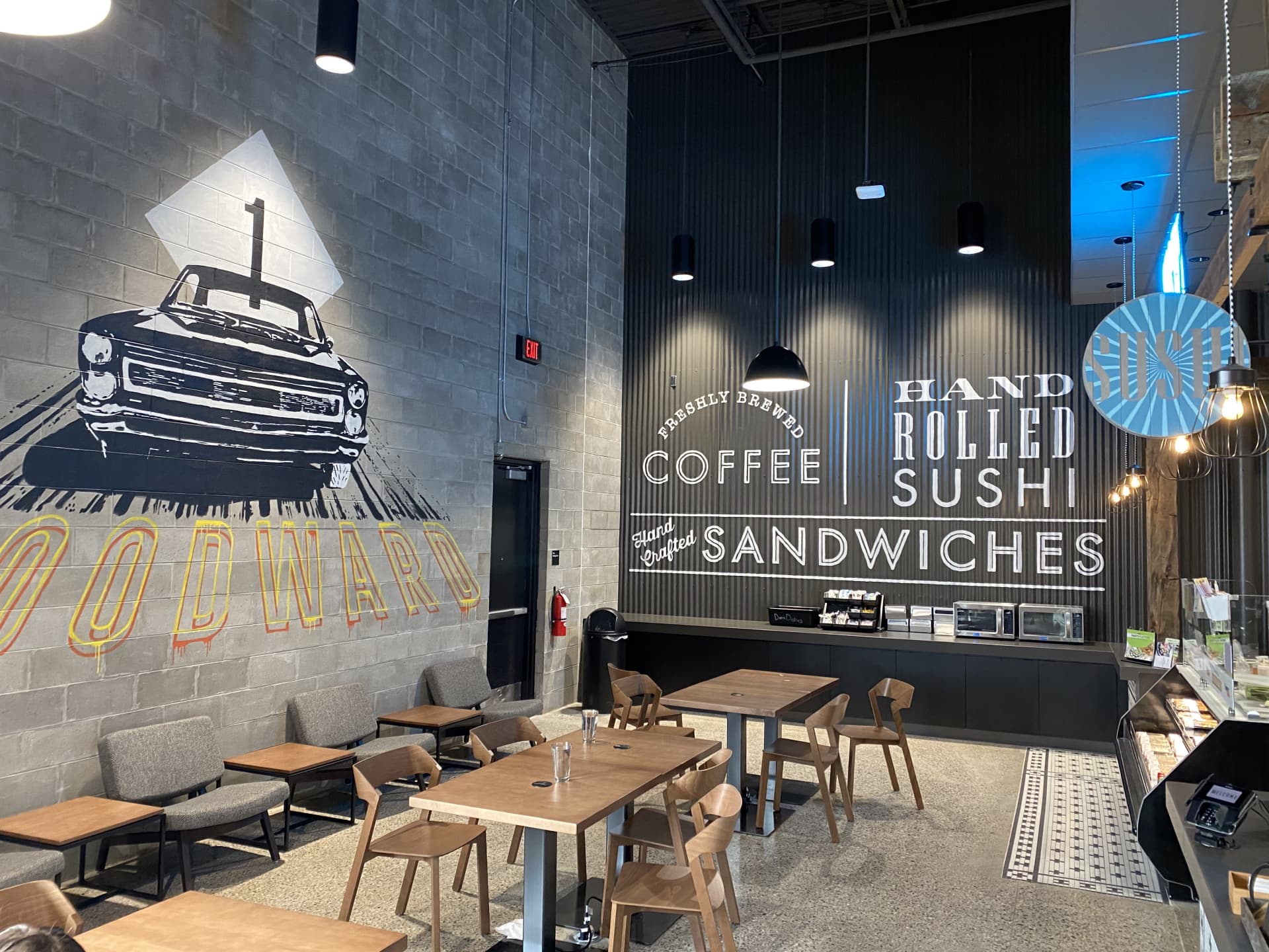 Woodward Corner Market murals and lettering