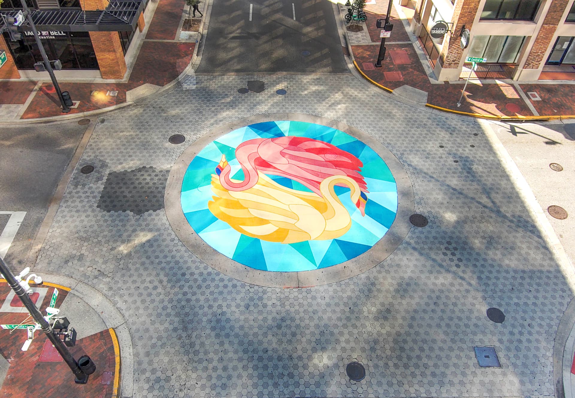 Twin Swans Intersection Mural