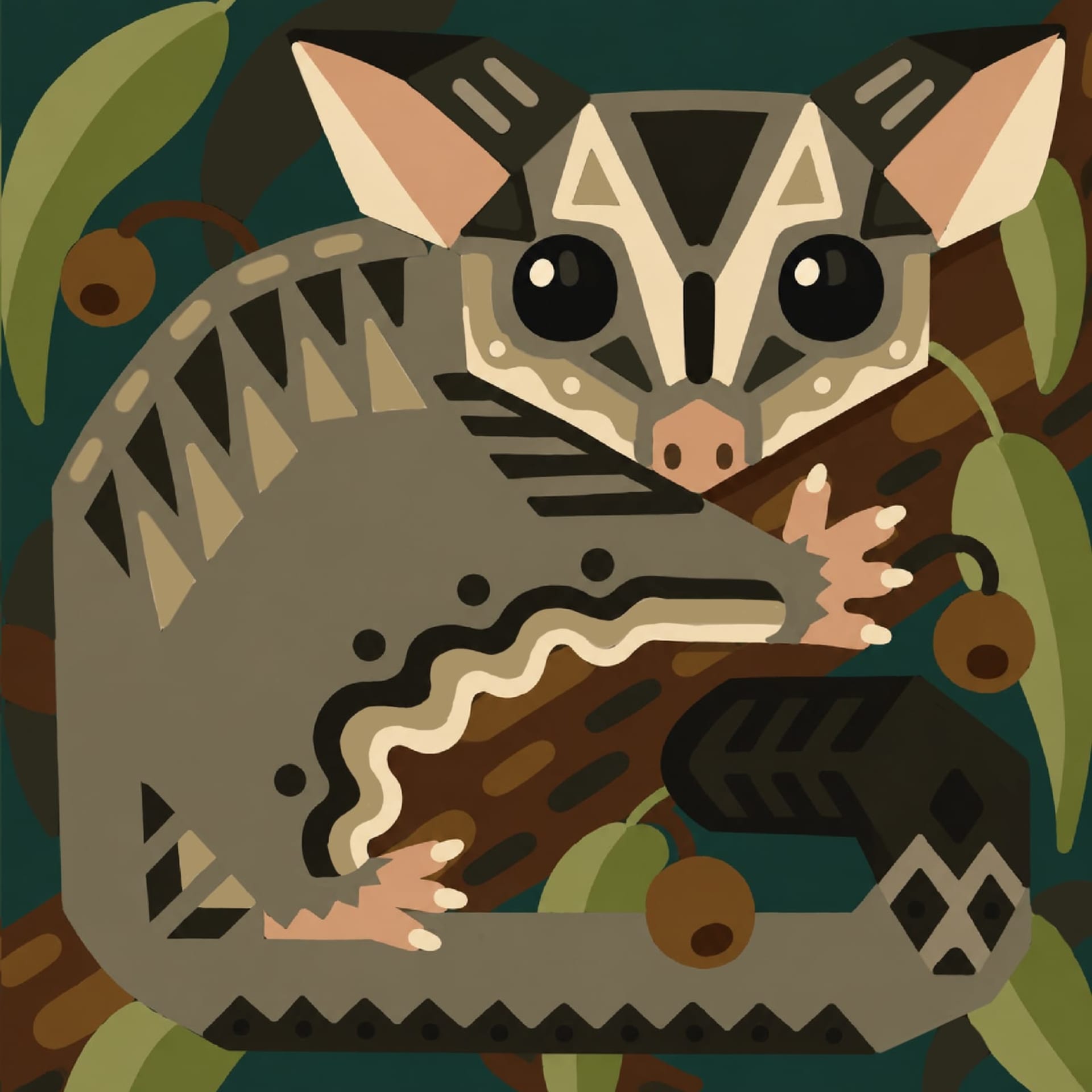 3D Sugar Glider on wood