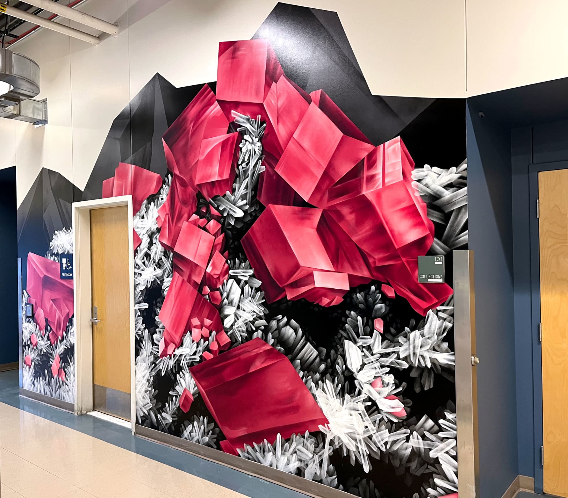 Crimson Crystals in a Monochrome Dreamscape by The Designosaur