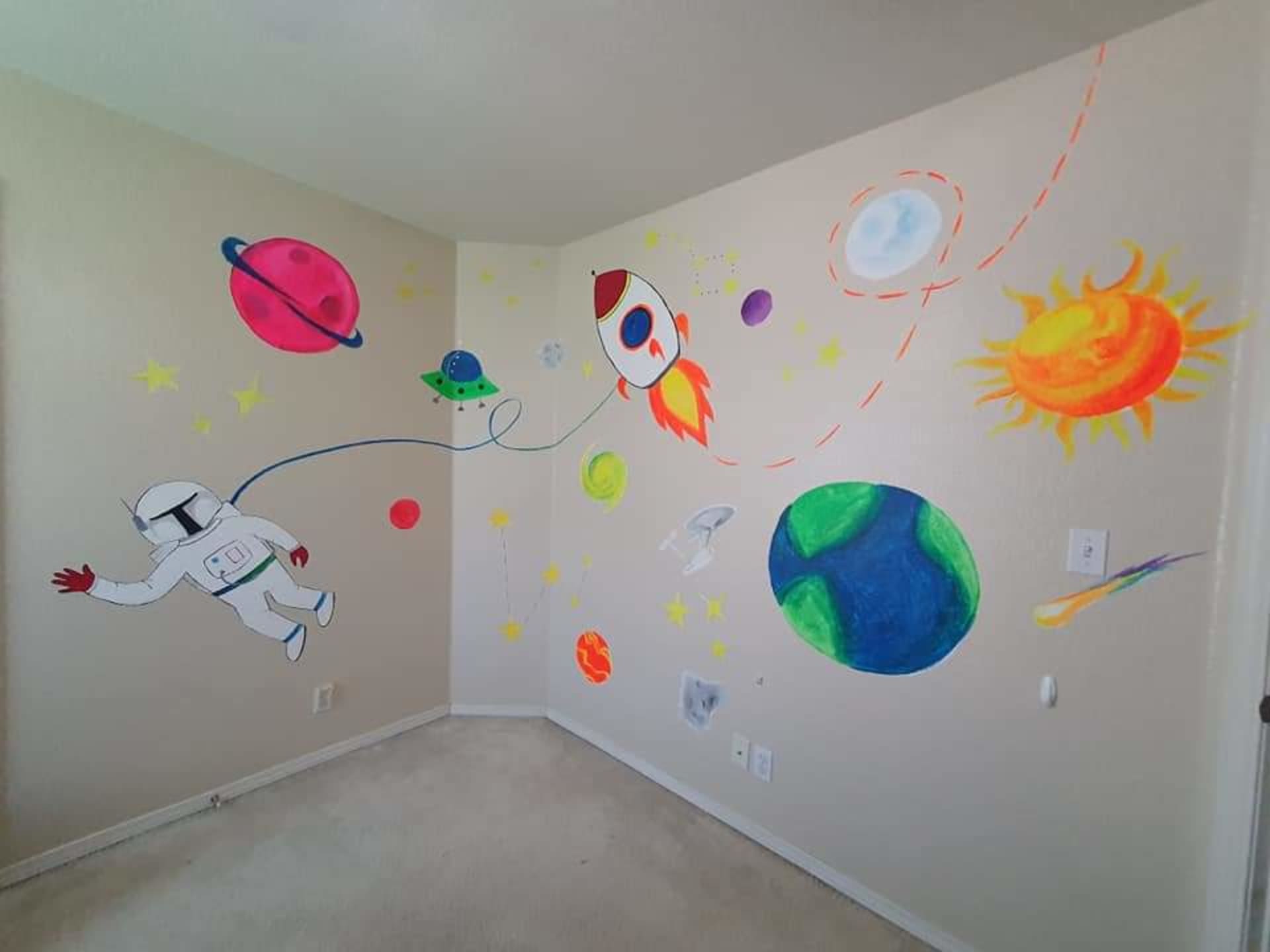 Neon Outer Space playroom. by Amy Watson