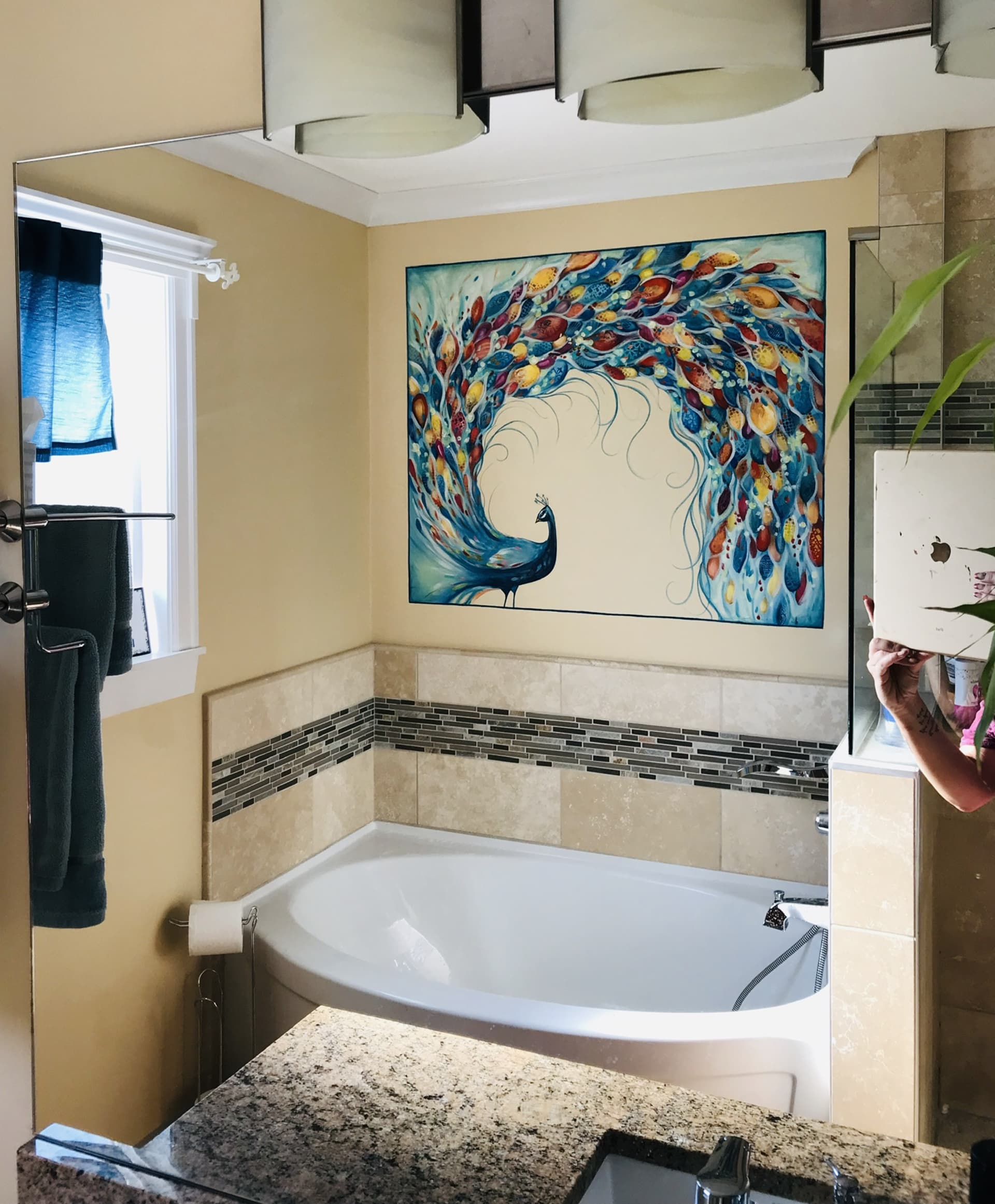 Peacock Washroom Mural  by Jayna Berry