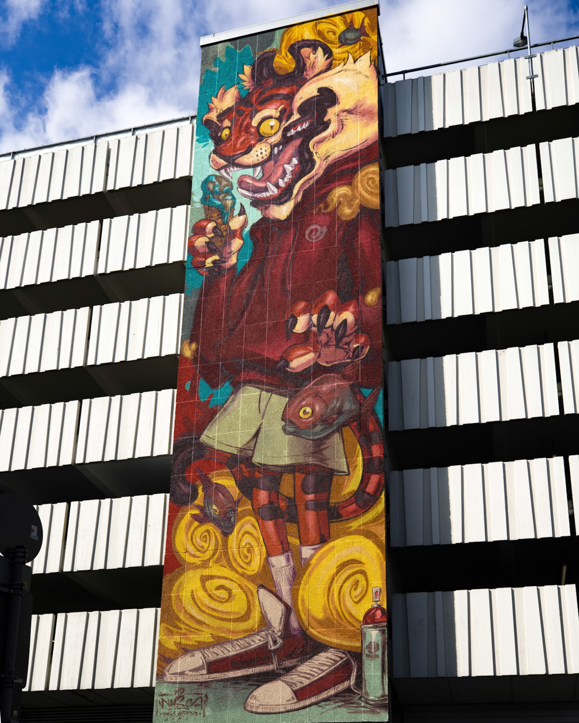 Whimsical Beasts in Urban Reverie by Nasca Uno