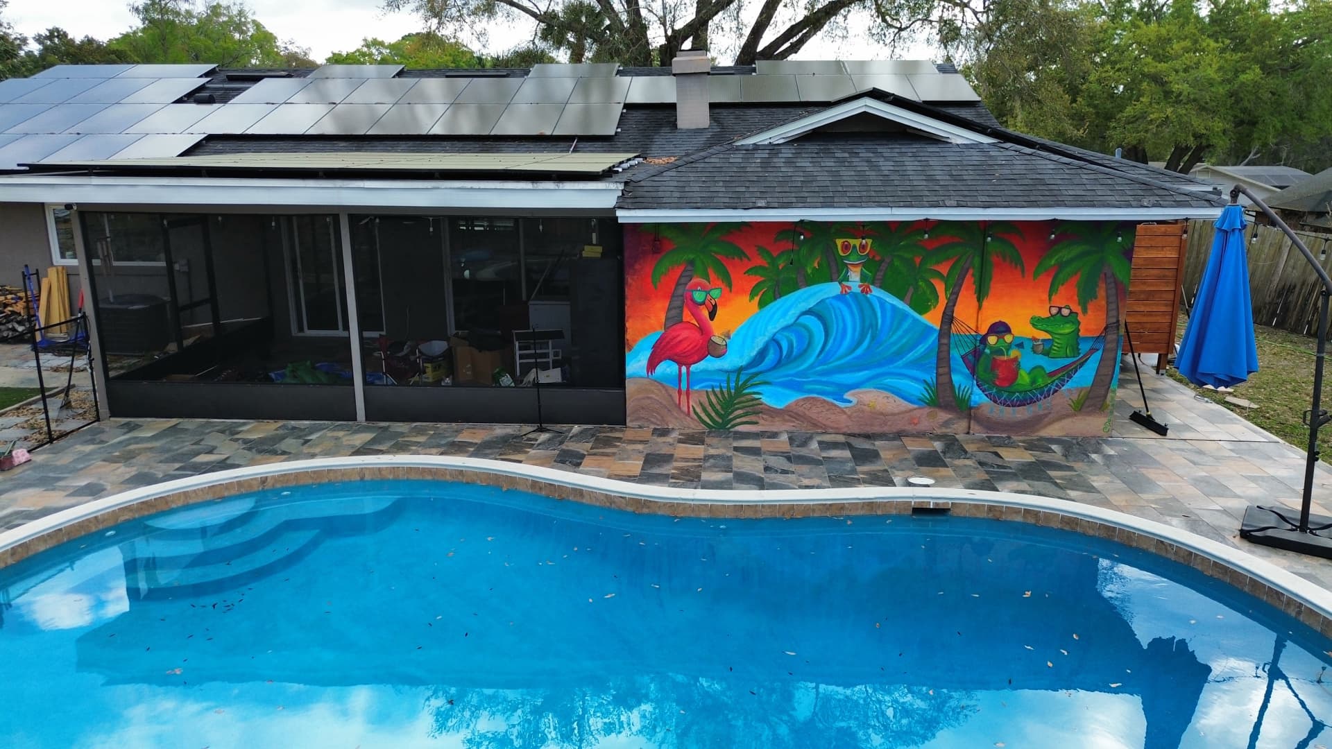 Tropical Whimsy by the Poolside Escape by Daniela SV Art