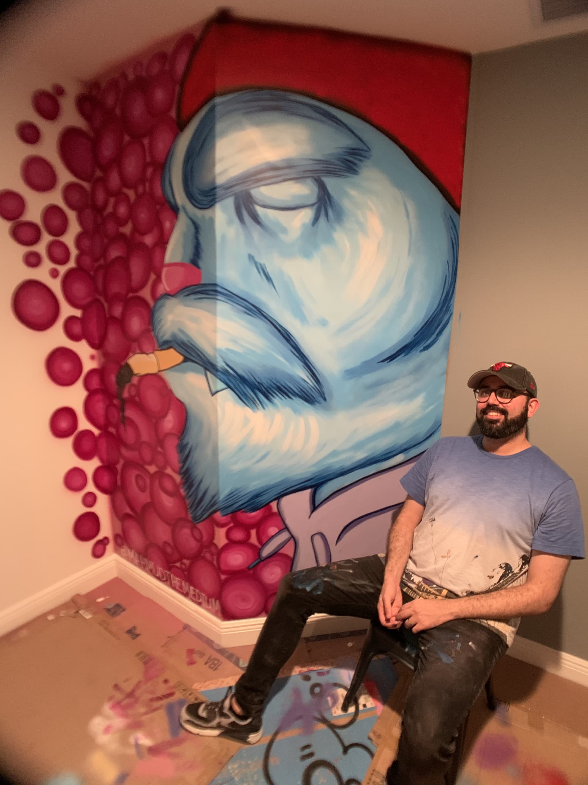Smoke Break Original Character AirBNB Mural by MahmudTheMedium