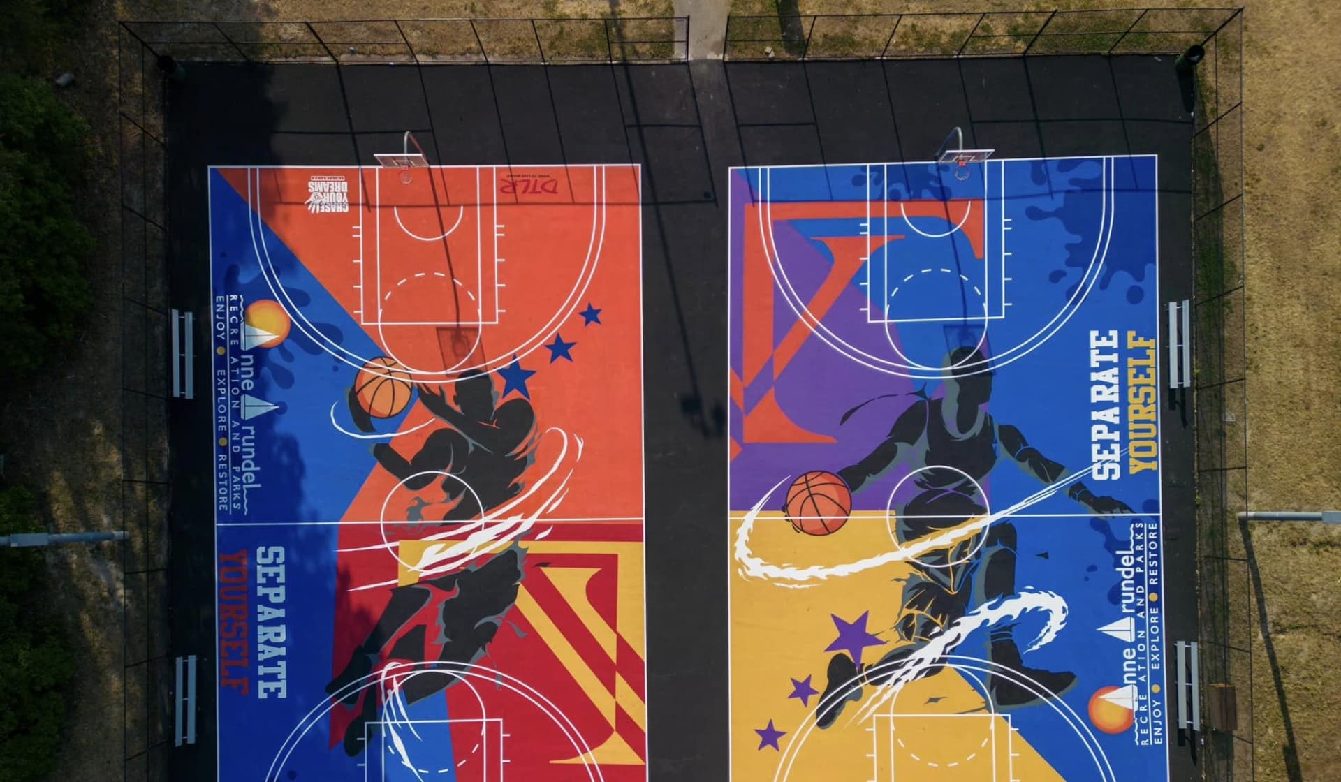 Separate Yourself Basketball Court Mural
