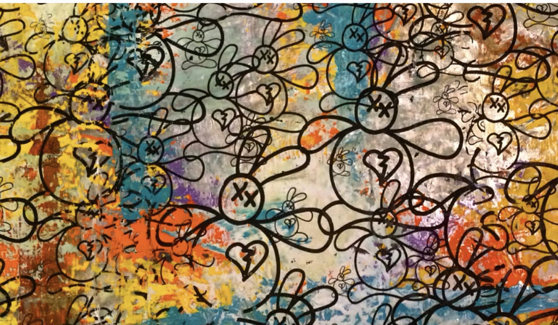 Whimsical Hearts in a Colorful Chaos