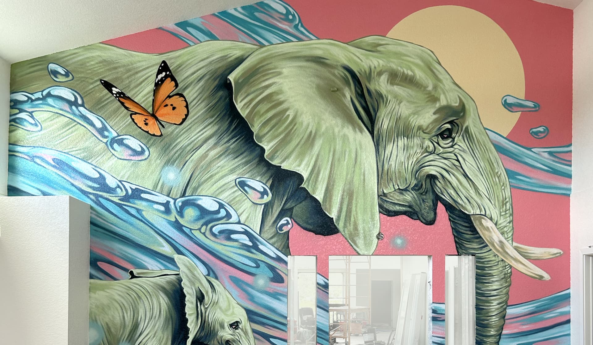 Majestic Elephants in a Flowing Dreamscape