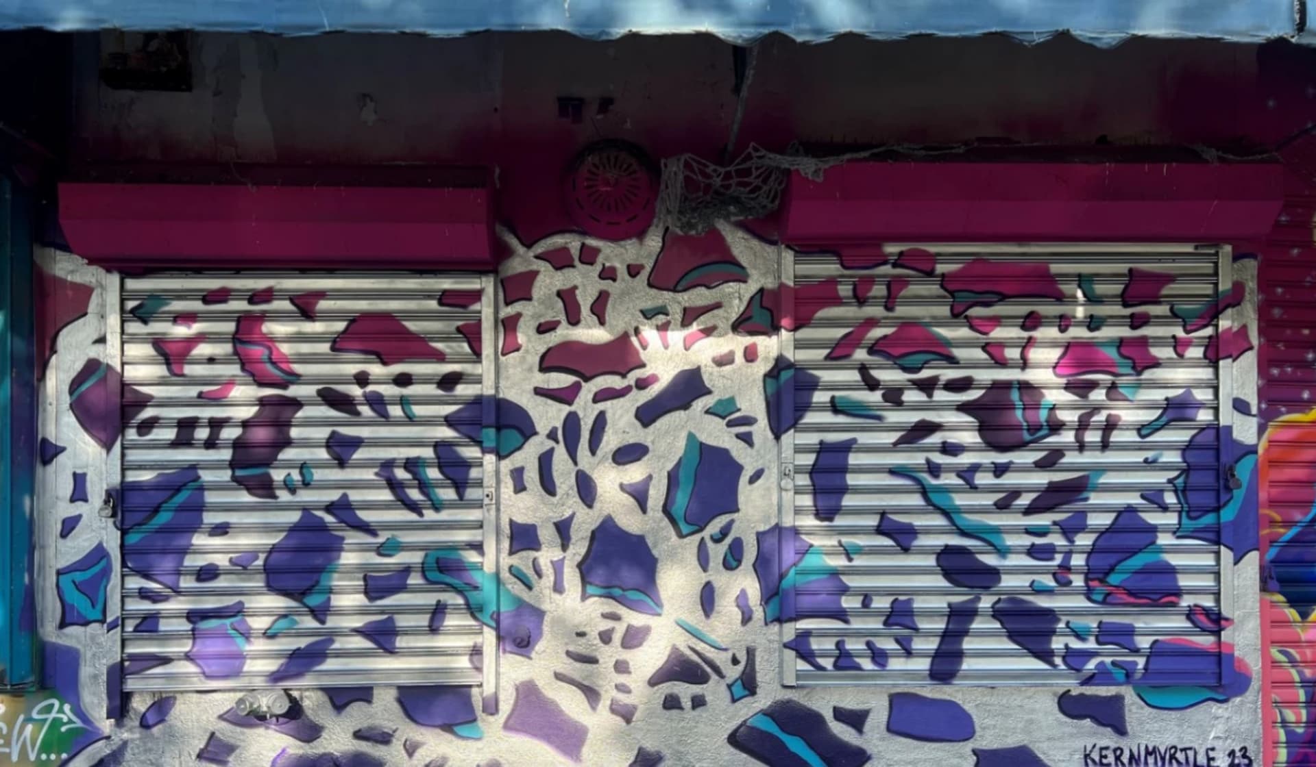 Silver Yarn Mural (spray paint)