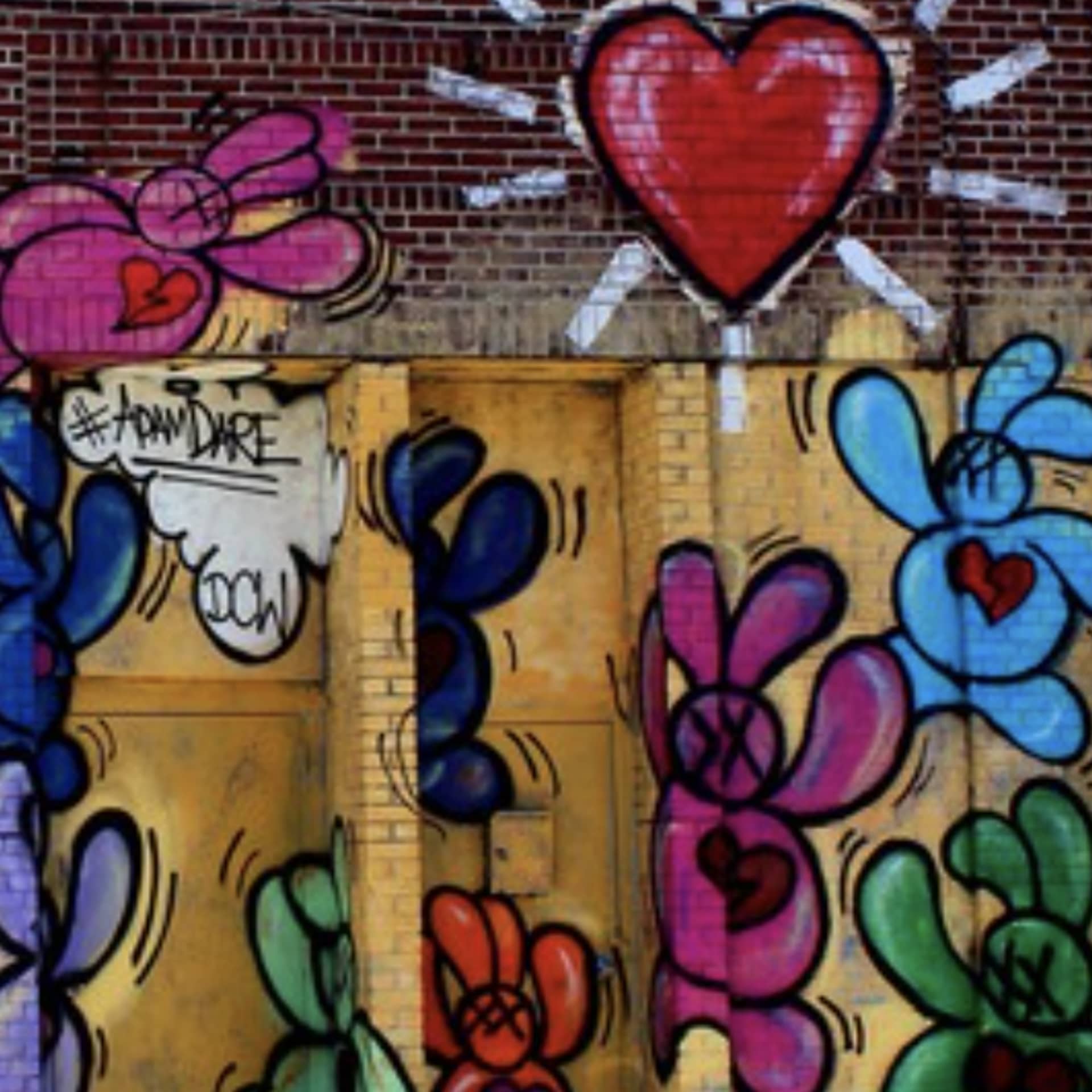 Whimsical Hearts in Vibrant Urban Harmony detail