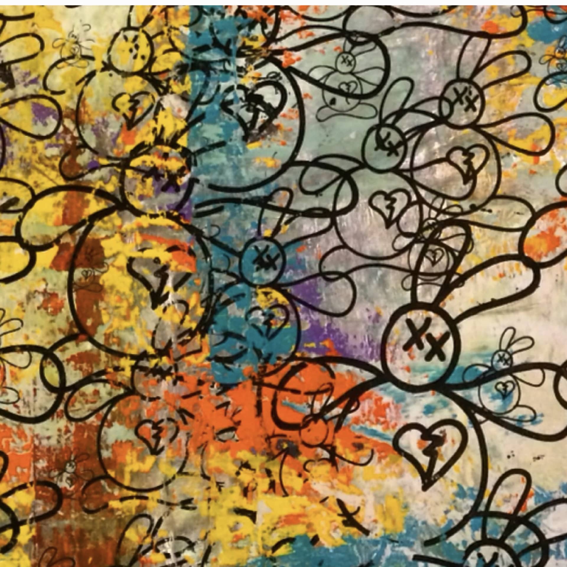 Whimsical Hearts in a Colorful Chaos detail