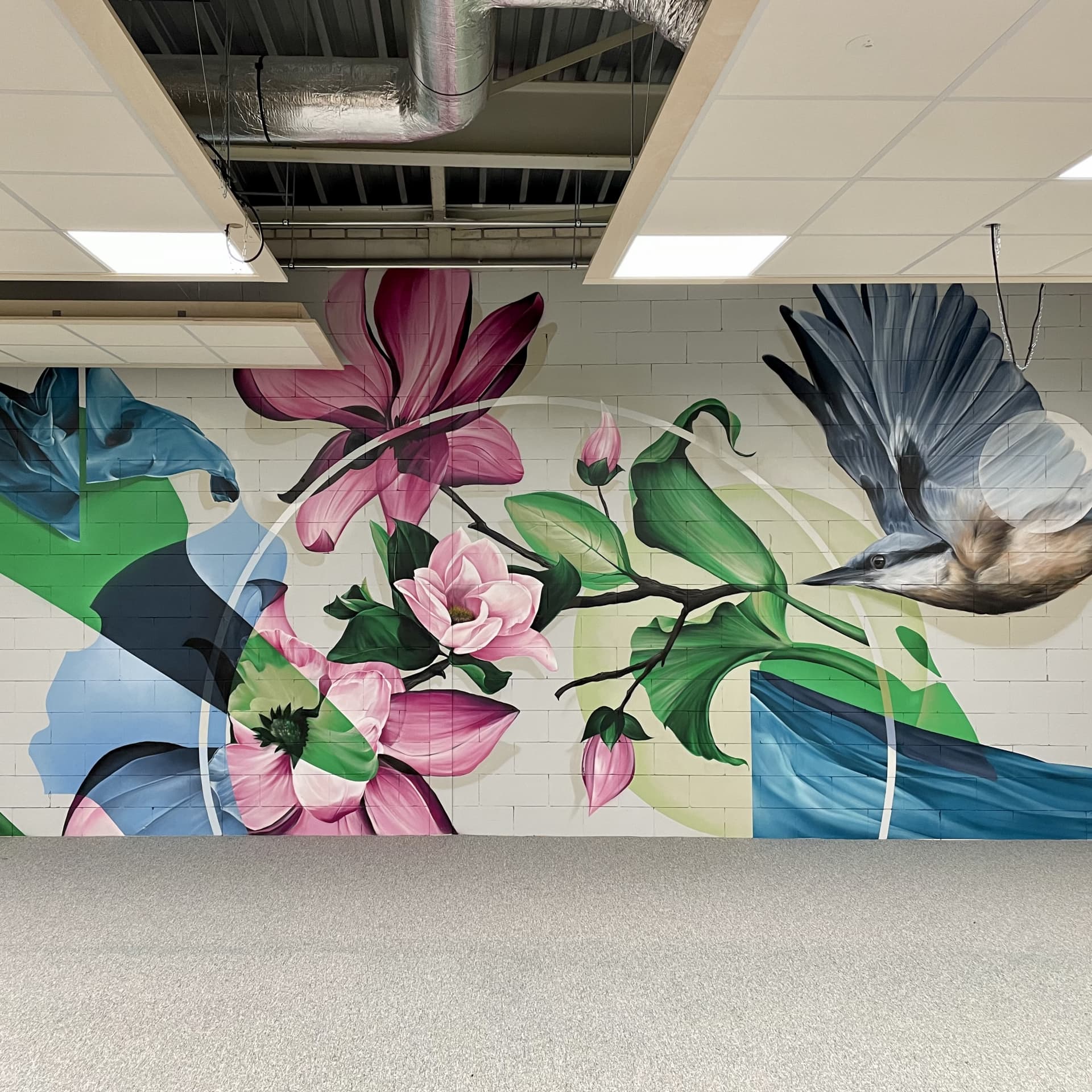 Floral office mural detail