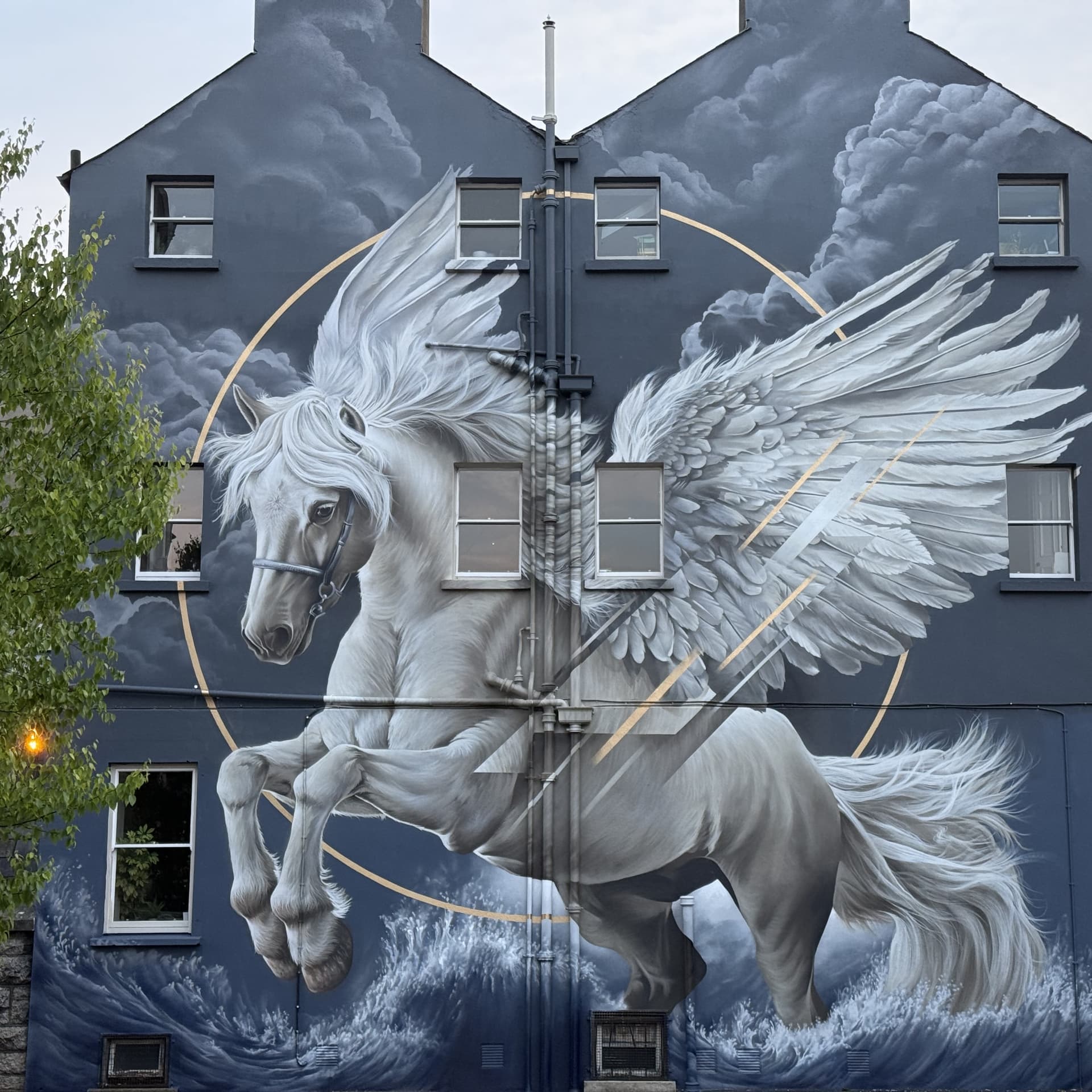 Celestial Steed Ascending Through Stormy Skies detail