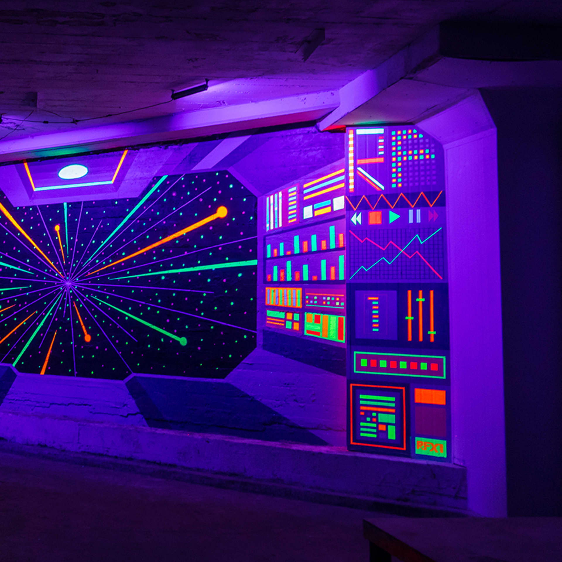Cosmic Journey Through Neon Dimensions detail