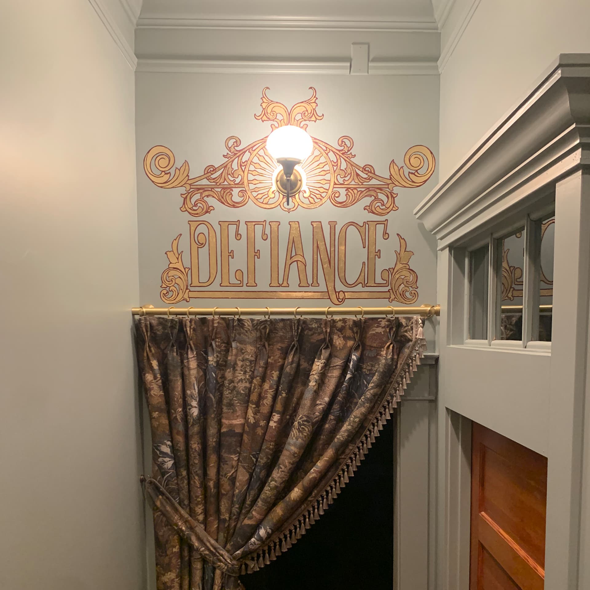 Defiance Speak Easy Victorian Art Deco Signage detail