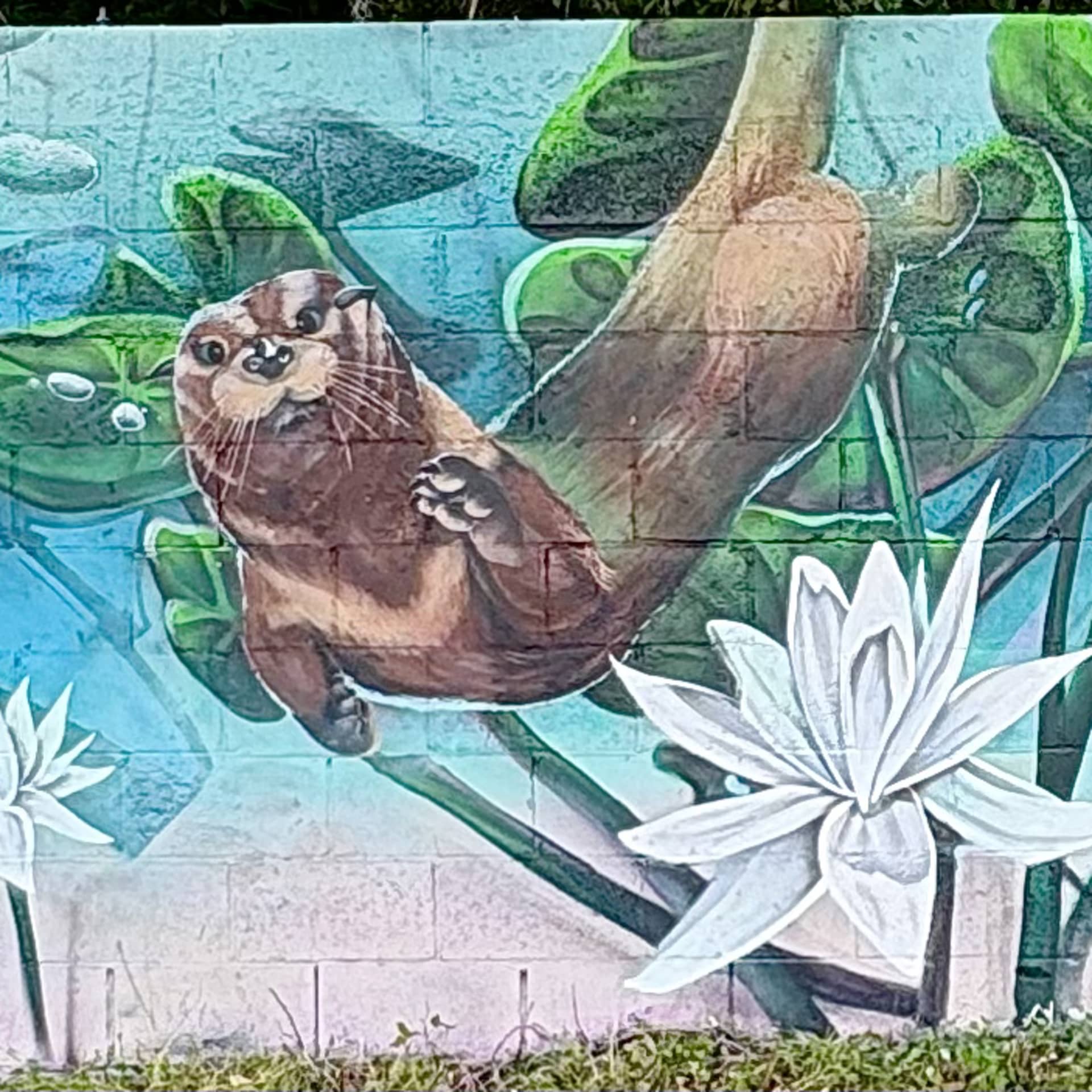 Otter's Journey Through Lily-Pad Waters detail