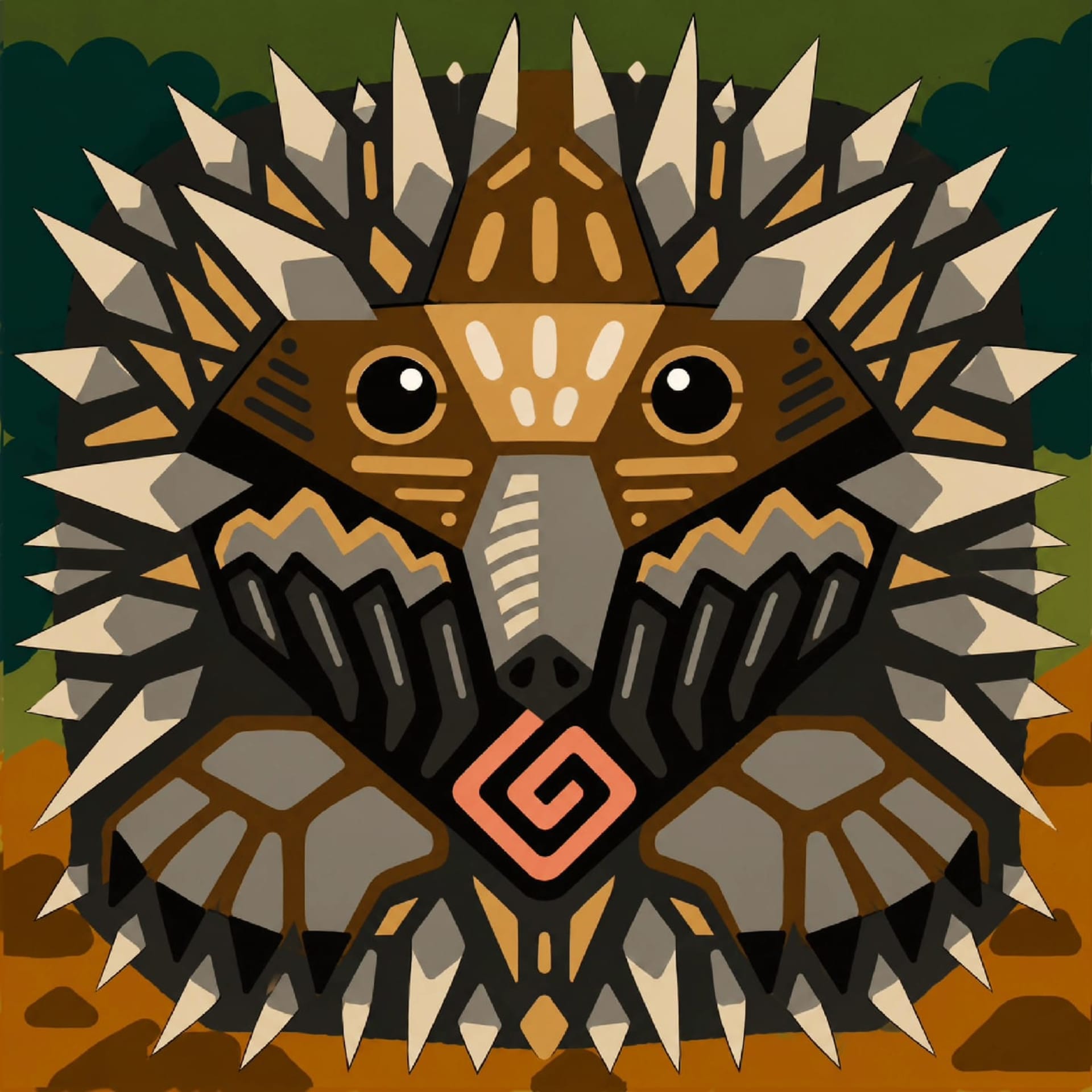 3D Echidna on wood detail
