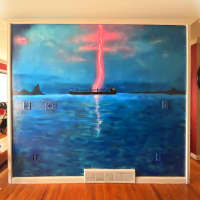 Pink Lightning Splits the Serene Sea