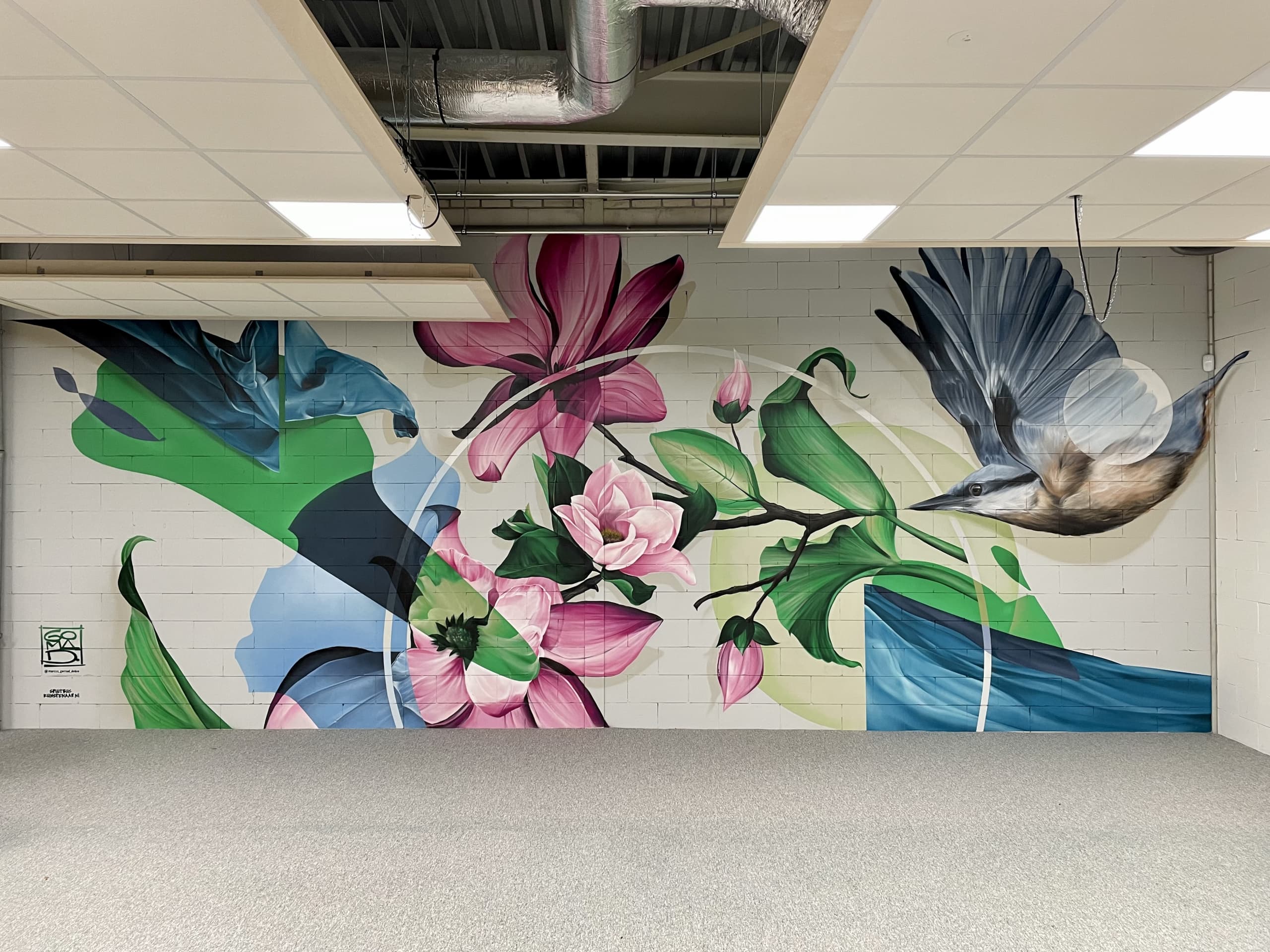 Floral office mural