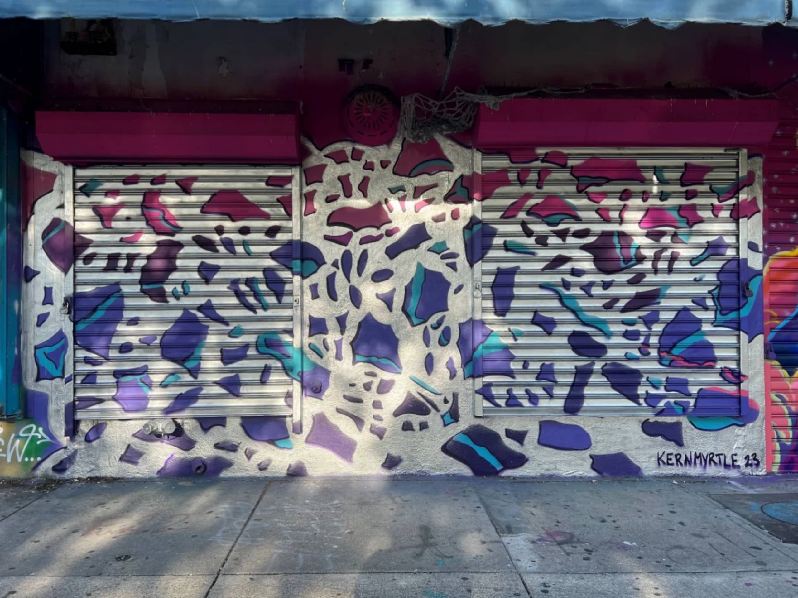 Silver Yarn Mural (spray paint)