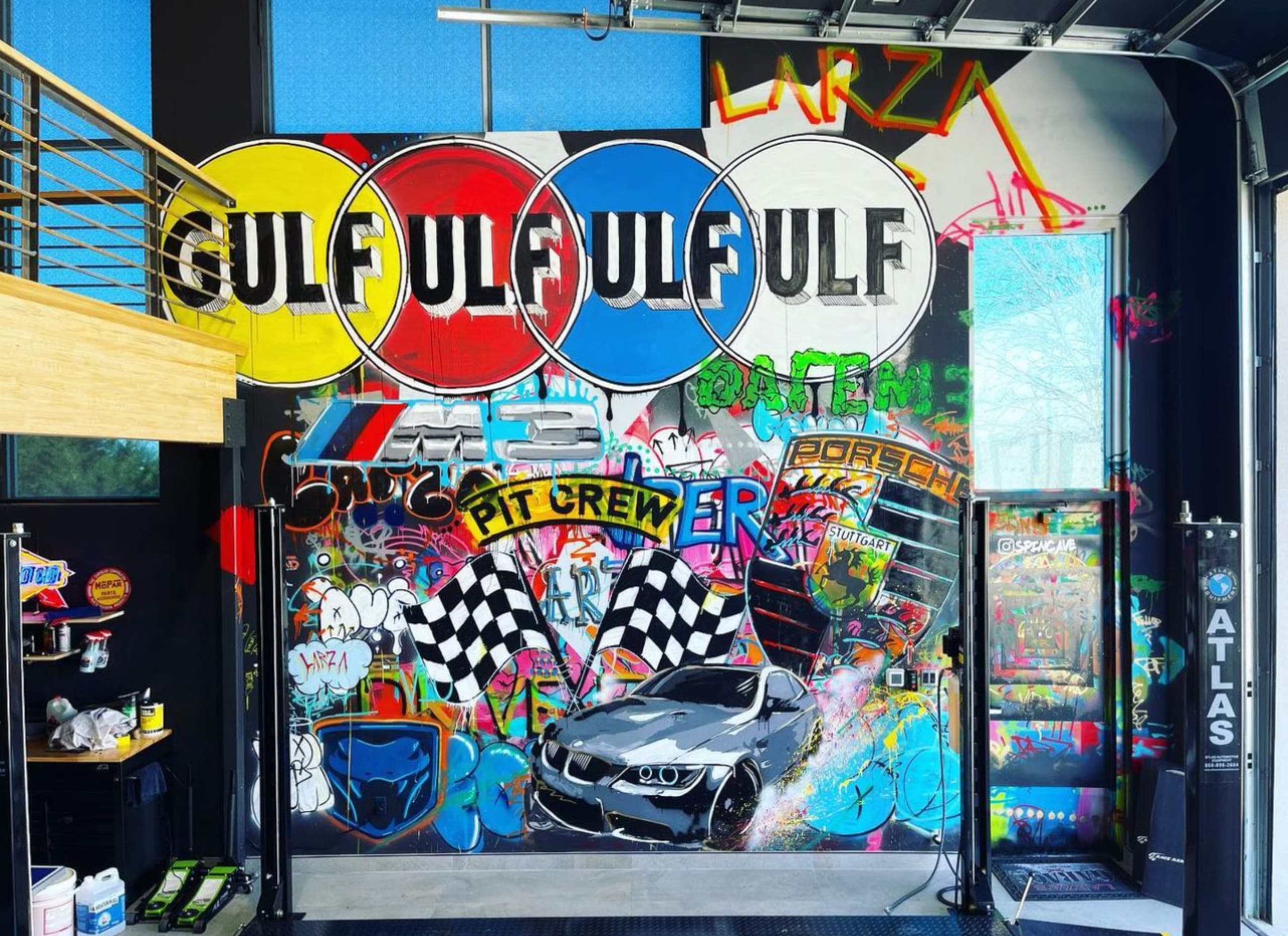Custom Car Garage Mural by Michael Shellis