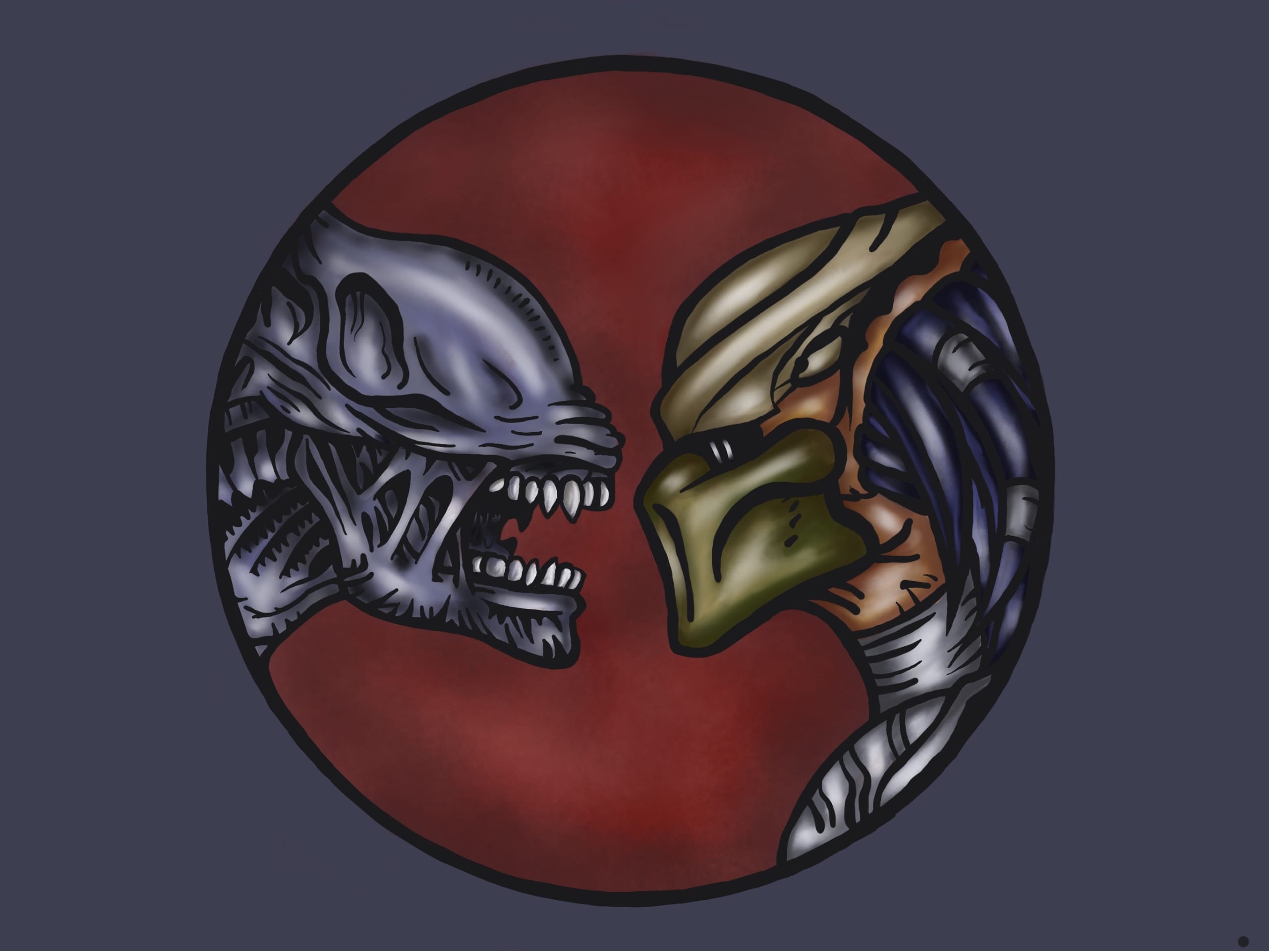 Alien vs Predator kids room mural by Becky Frazier