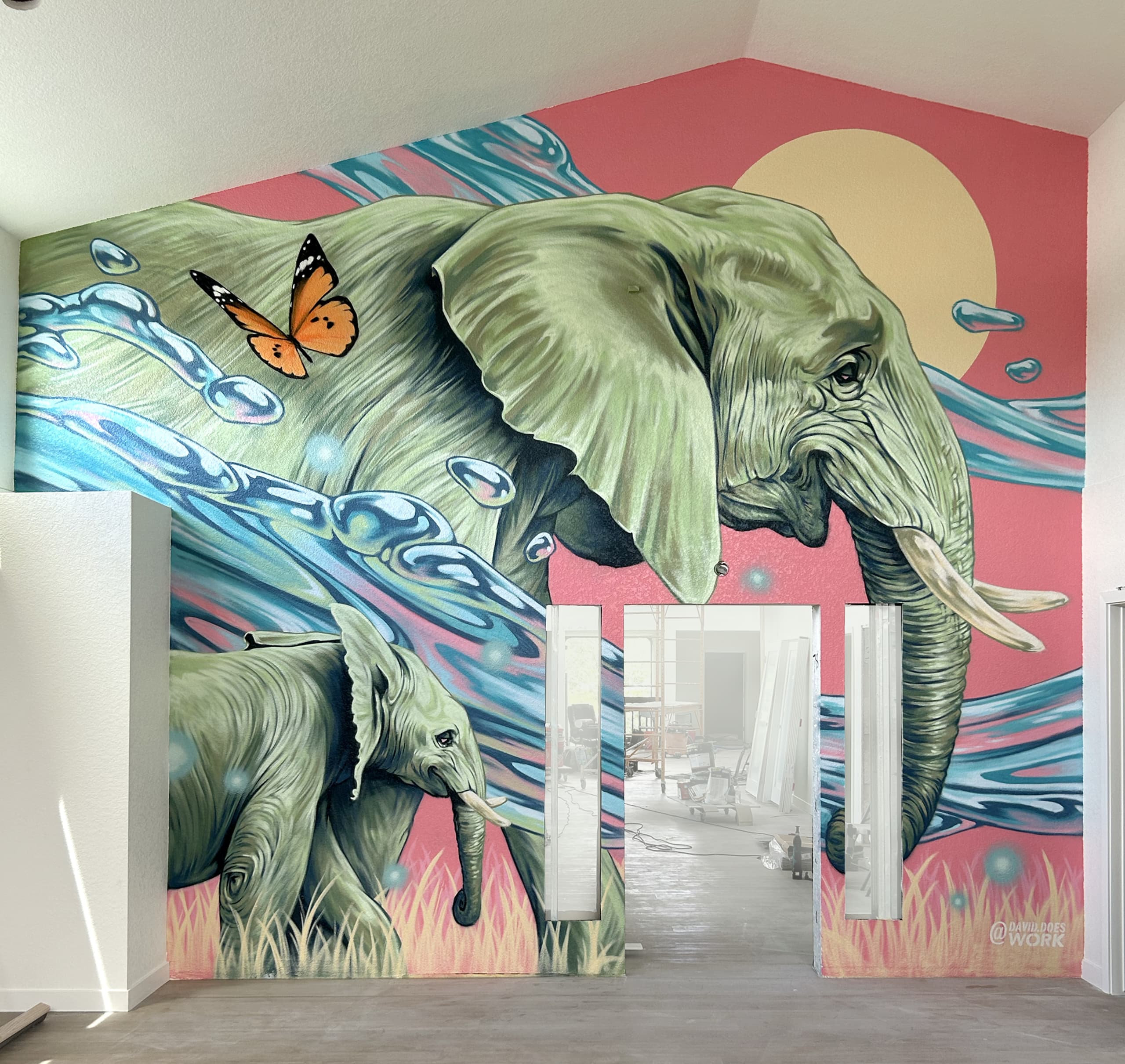 Majestic Elephants in a Flowing Dreamscape by David Swartz
