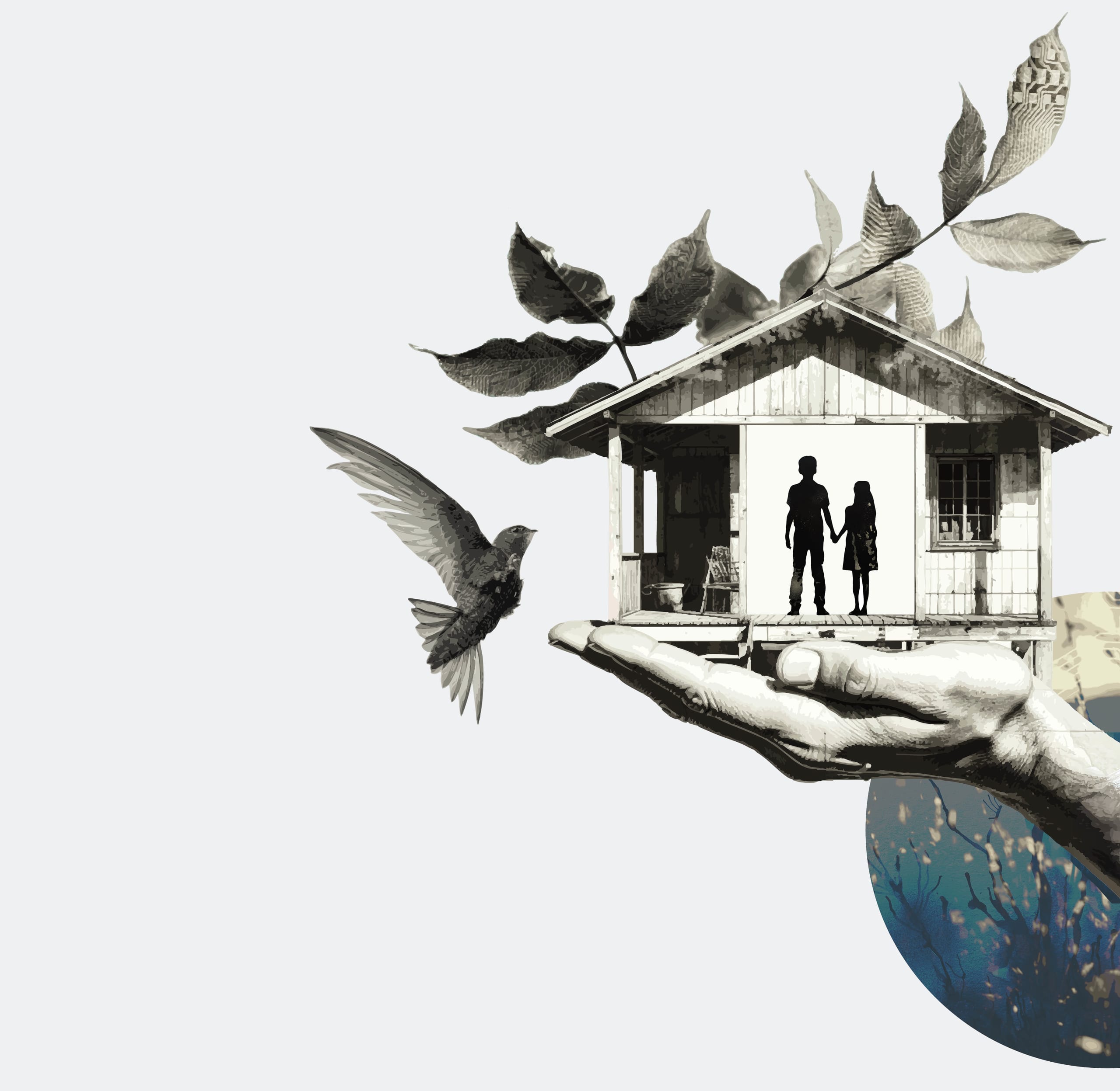 Embrace of Home and Nature's Whisper by Inkblot