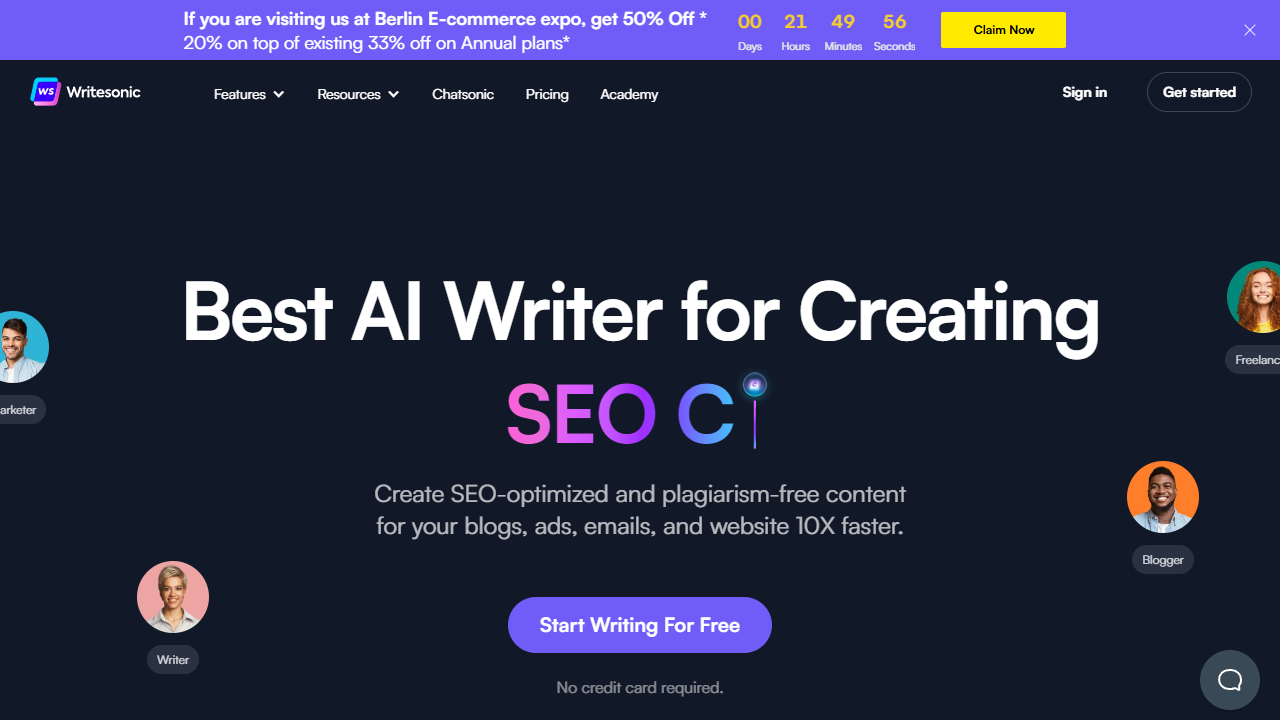 Writesonic header image