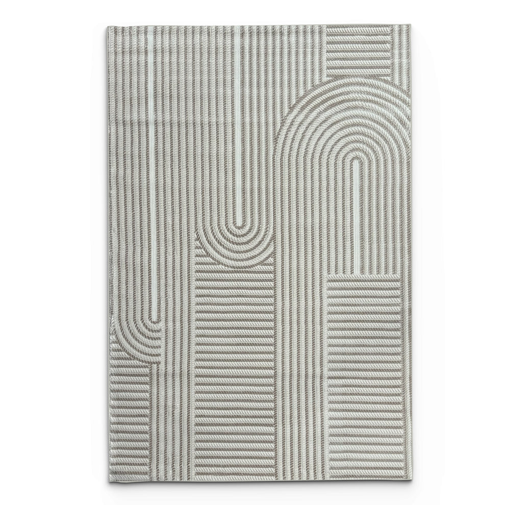 Modern Geometric Linear Rope Rug - Contemporary Textured Area Rug