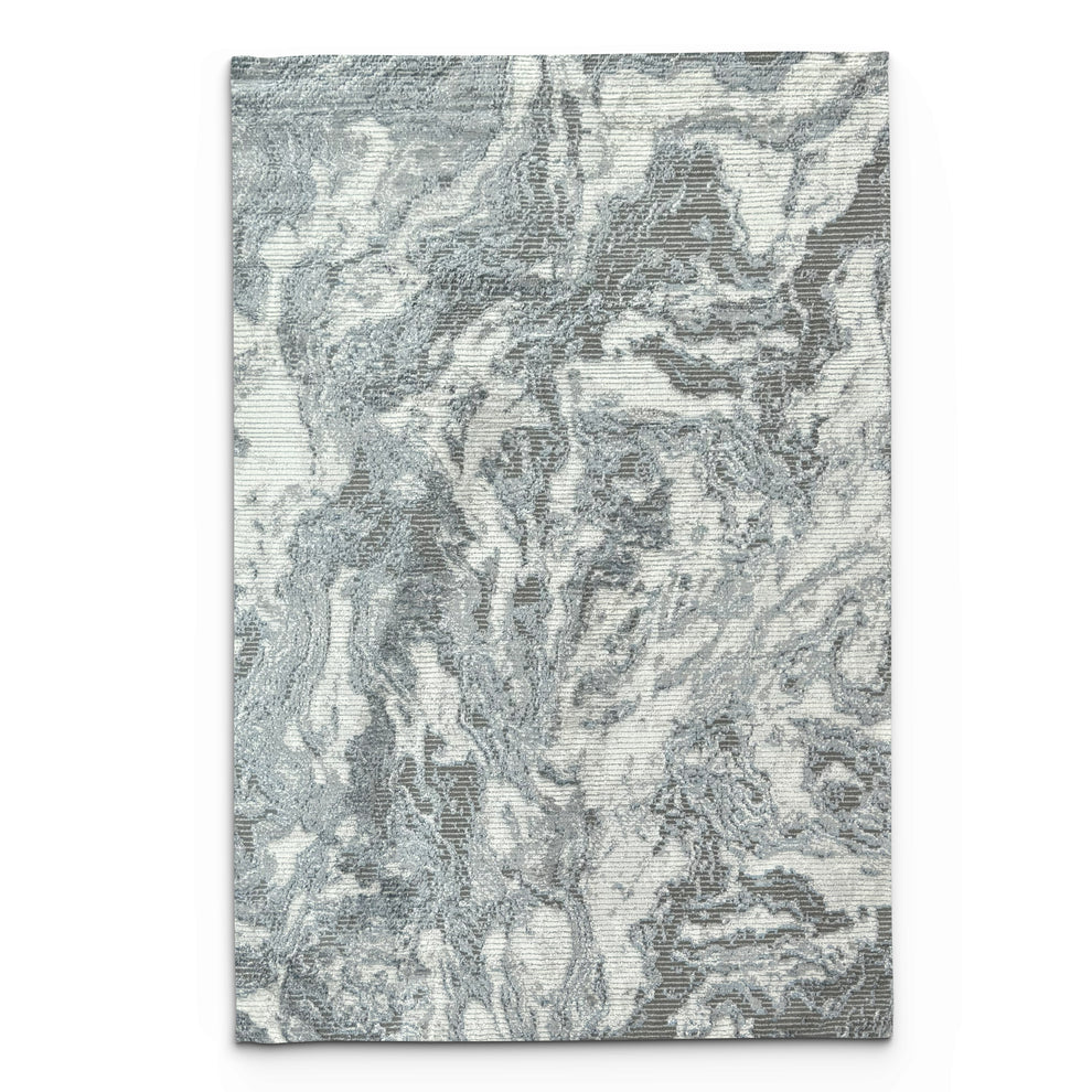 Abstract Marble Swirl Rug - Contemporary Gray Stone Pattern Area Rug