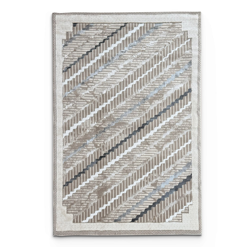 Diagonal Stripe Textured Rug - Contemporary Linear Pattern Area Rug