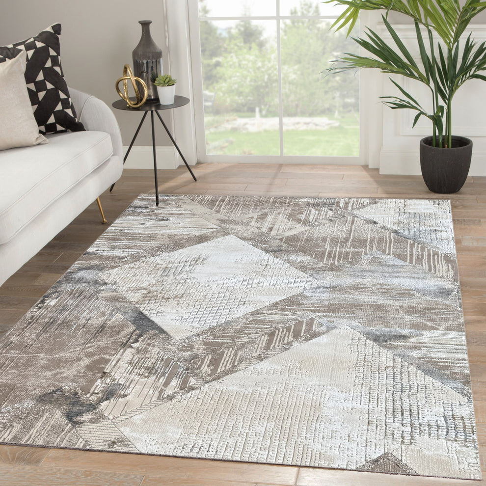 Modern Abstract Gray Area Rug - Contemporary Living Room Decor
