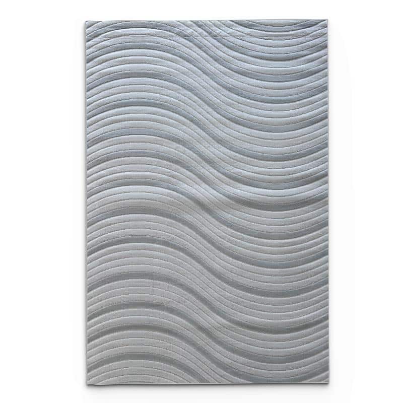 Wave Pattern Gray Area Rug - Modern Textured Design