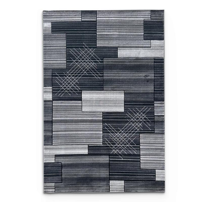 Patchwork Block Gray Area Rug - Contemporary Geometric Pattern