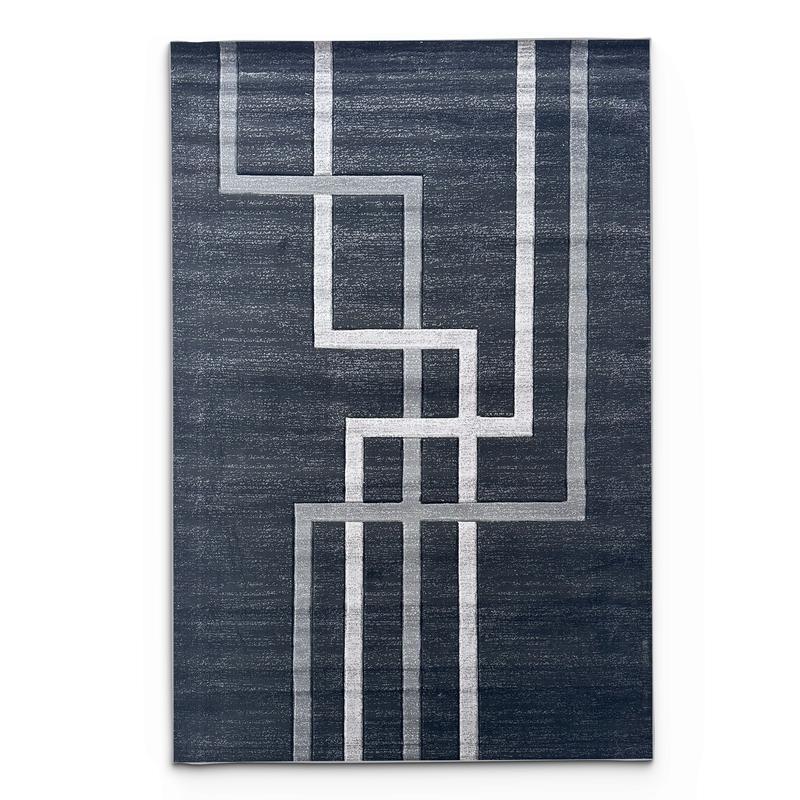 Modern Linear Navy Area Rug - Minimalist Geometric Design