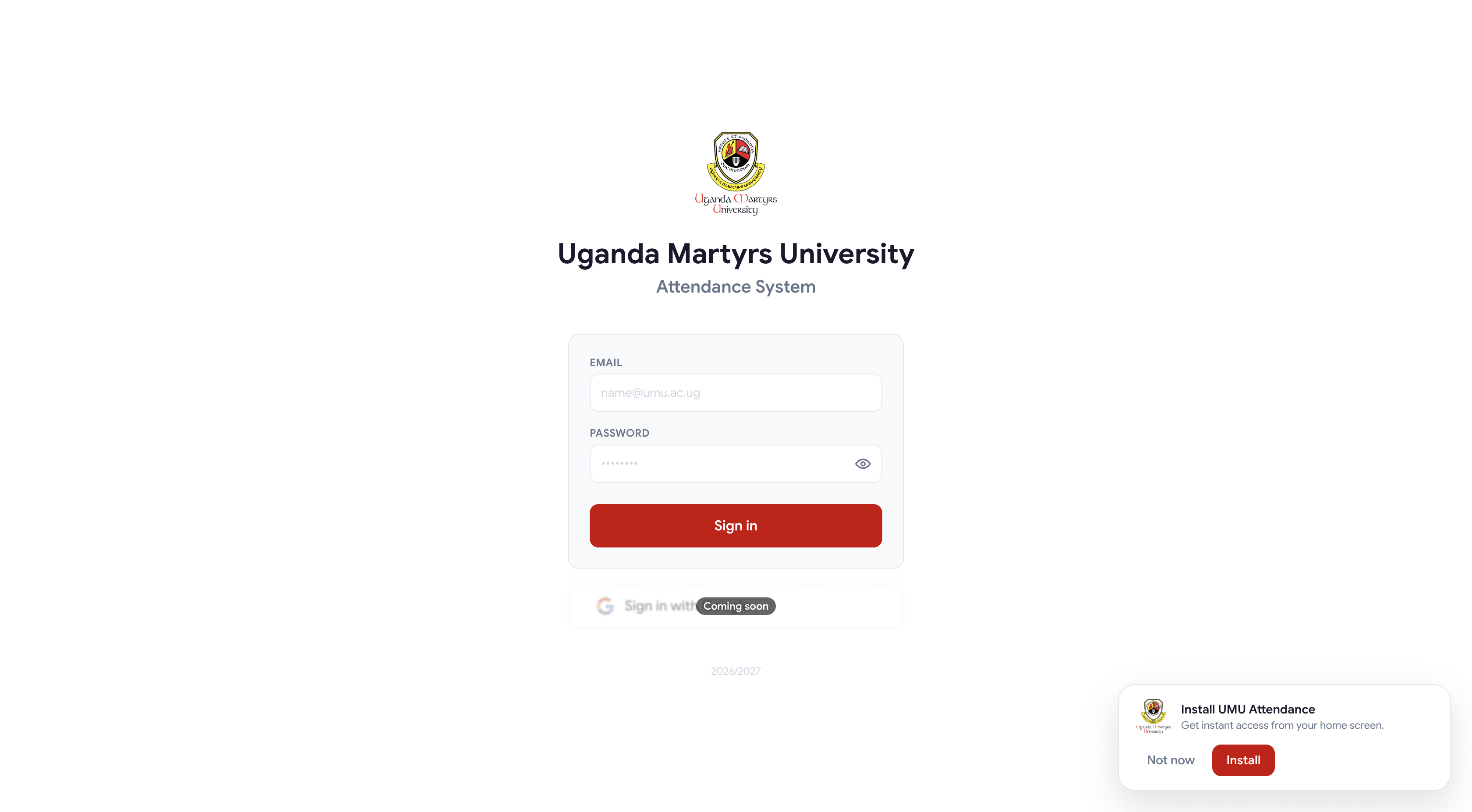 Attendance Management System screenshot 1