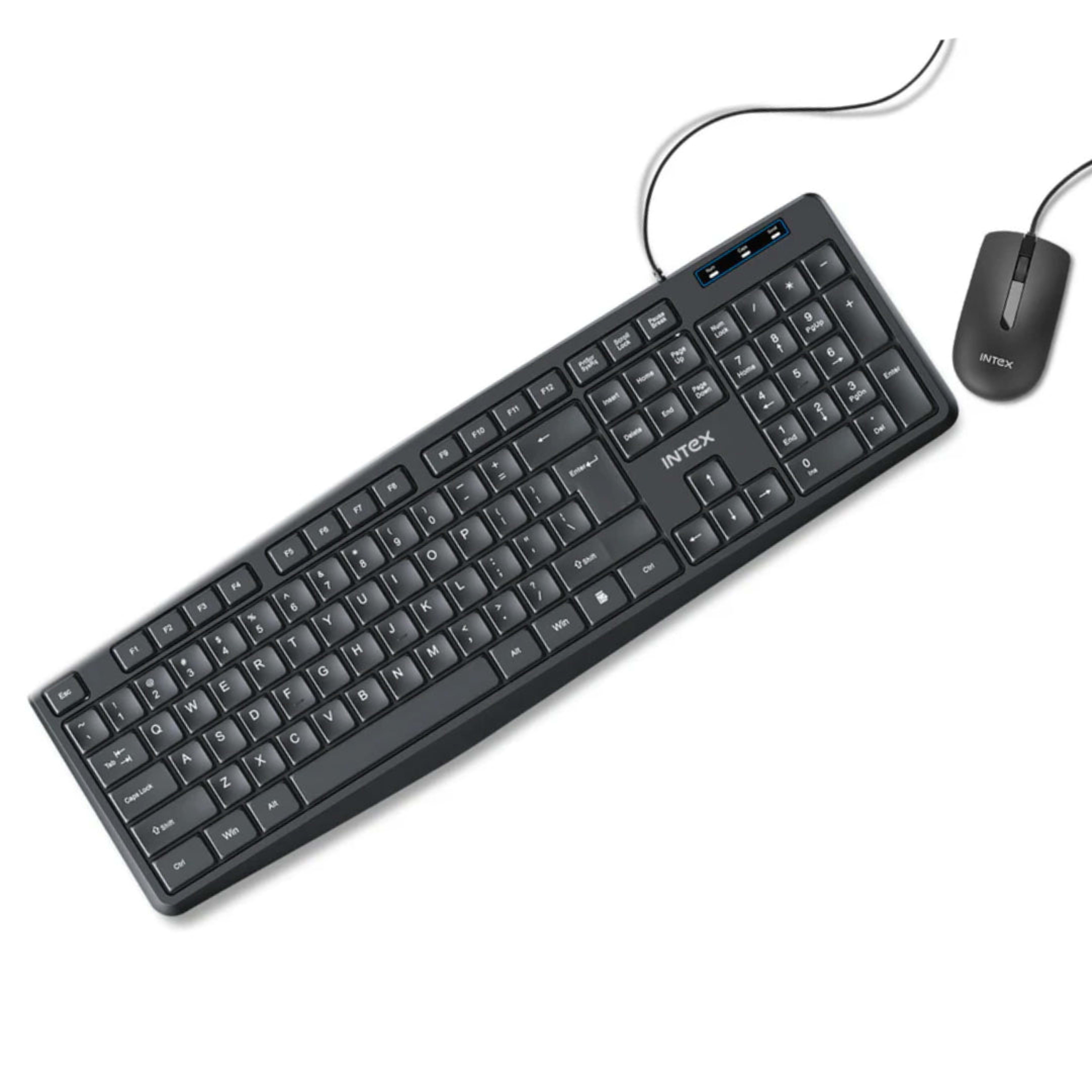 Intex Genie Wired Keyboard & Mouse Combo | USB | Spill Resistant
