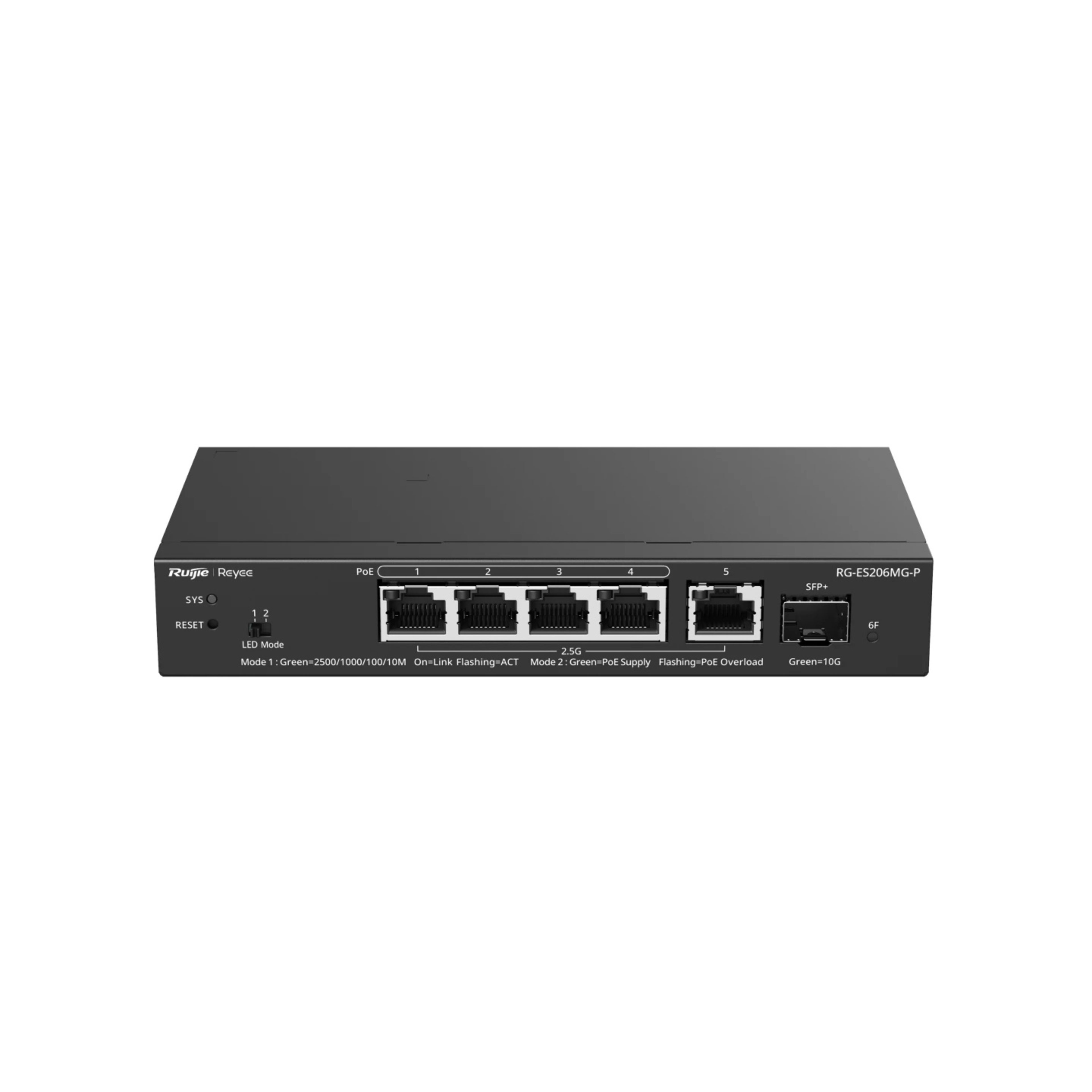 Ruijie Reyee RG-ES206MG-P 4-Port 2.5G PoE Managed Switch | 70W PoE | 1 x SFP+ Uplink | Cloud Managed