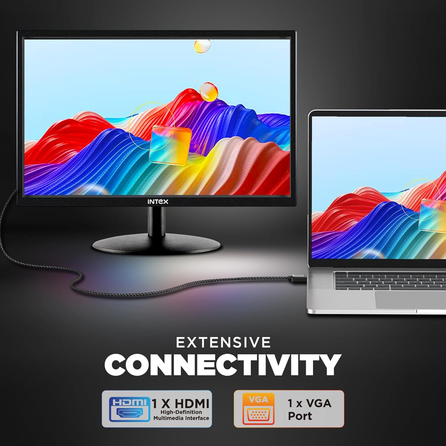 Intex IT-1902 19" HD LED Monitor | 1440x900 | 60Hz | HDMI | VGA | Anti-Glare feature 3