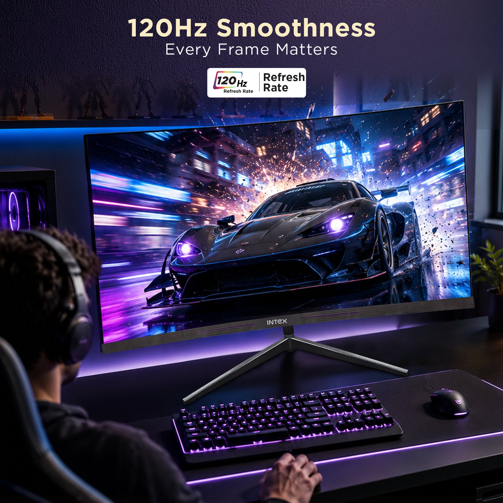 Intex IT-2201C 27" Full HD Curved Monitor | 1500R VA | 100Hz | 5ms | Speakers | HDMI | DP feature 1