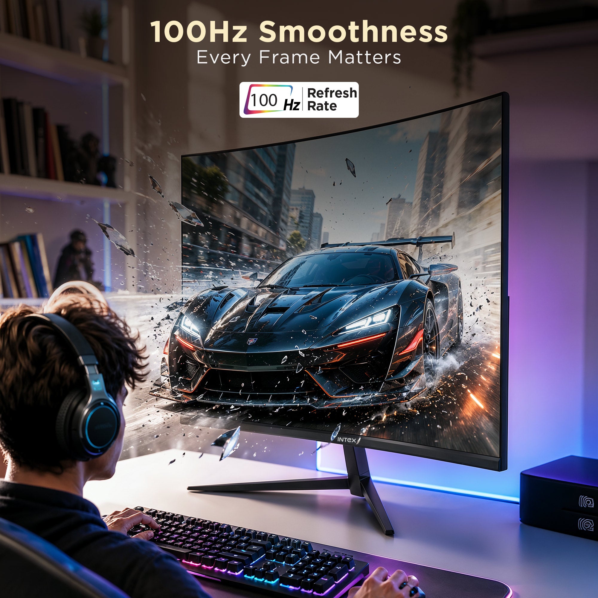 Intex IT-3230C 32" Full HD Curved Monitor | 1800R | 100Hz | Speakers | HDMI feature 3