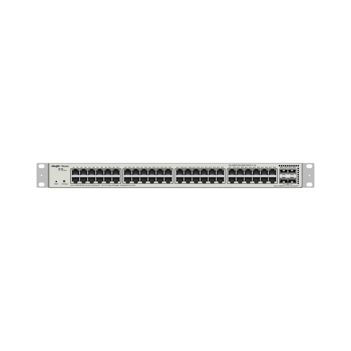 Ruijie Reyee RG-NBS3100-48GT4SFP-P-V2 48-Port Gigabit Layer 2 Cloud Managed PoE Switch | 4 x 1G Uplinks | 370W PoE | Metal Case | 19" Rack-mount feature 1